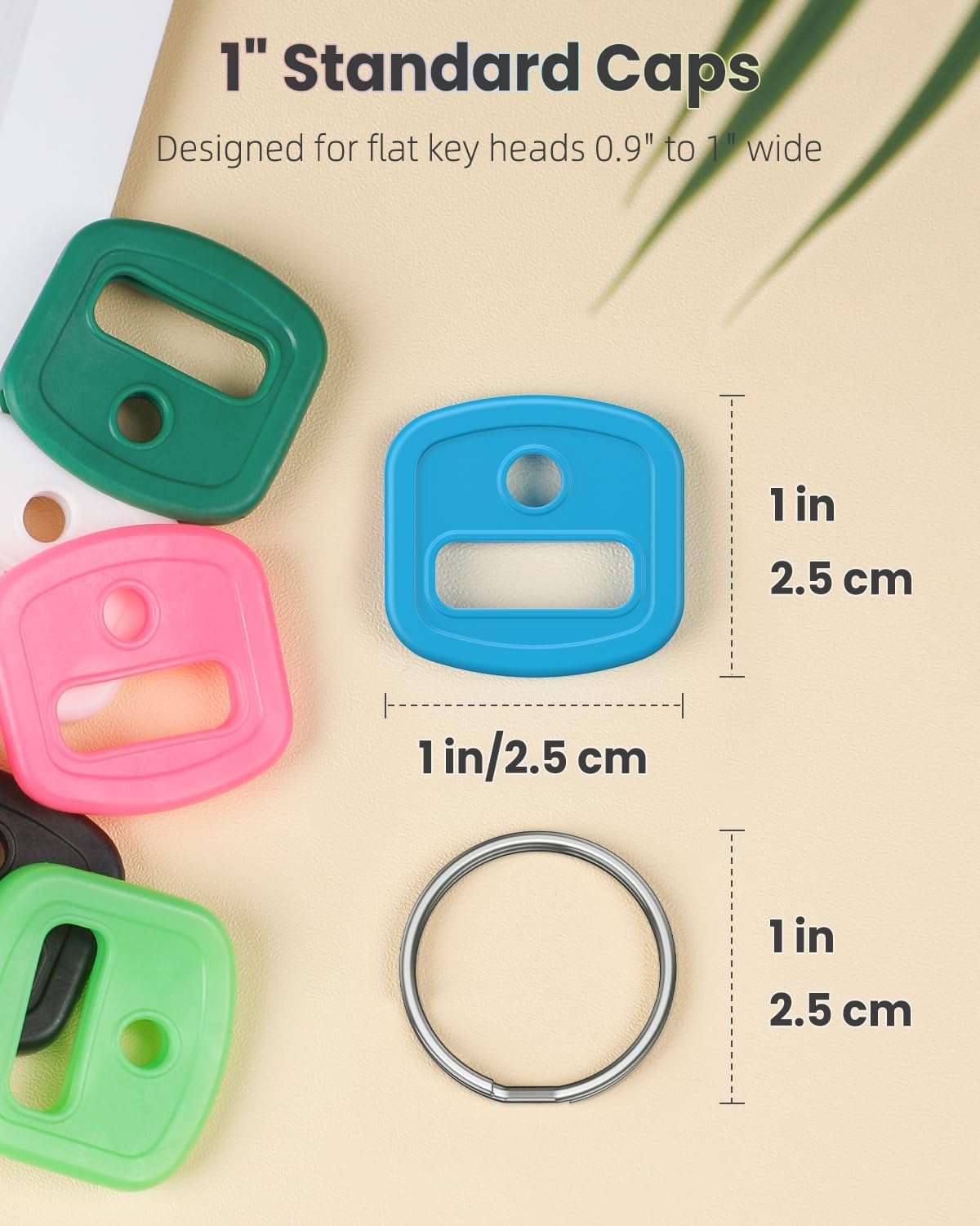 2 Style 34 Pcs Key Covers Caps, 1" Key Identifiers with Labels and 0.9 Inch Round Set, Soft Stretchy Key Covers for House Key, Cute Key Head Protectors for Standard Keys (Not for Odd-Shaped K