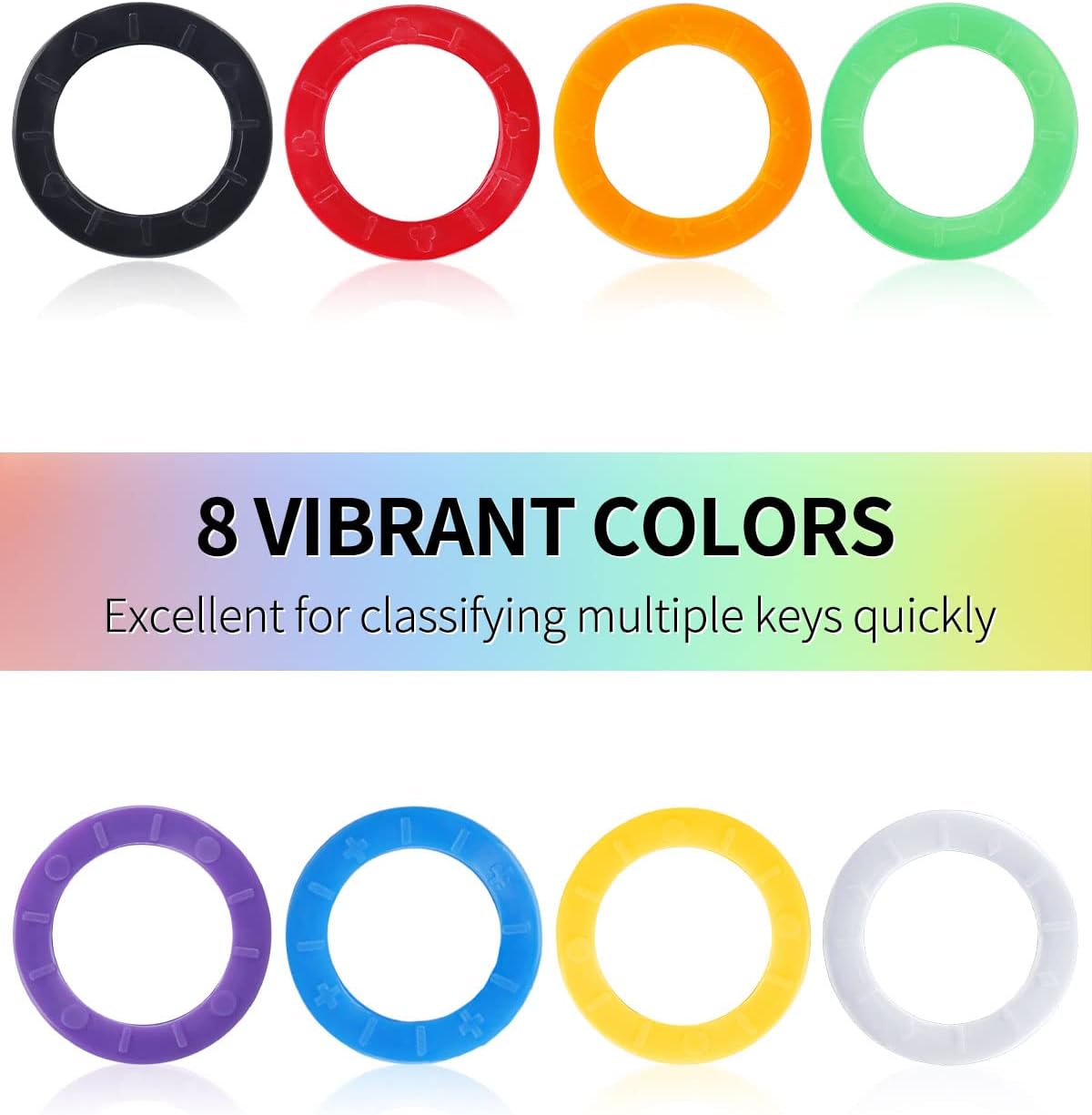 2 Style 34 Pcs Key Covers Caps, 1" Key Identifiers with Labels and 0.9 Inch Round Set, Soft Stretchy Key Covers for House Key, Cute Key Head Protectors for Standard Keys (Not for Odd-Shaped K