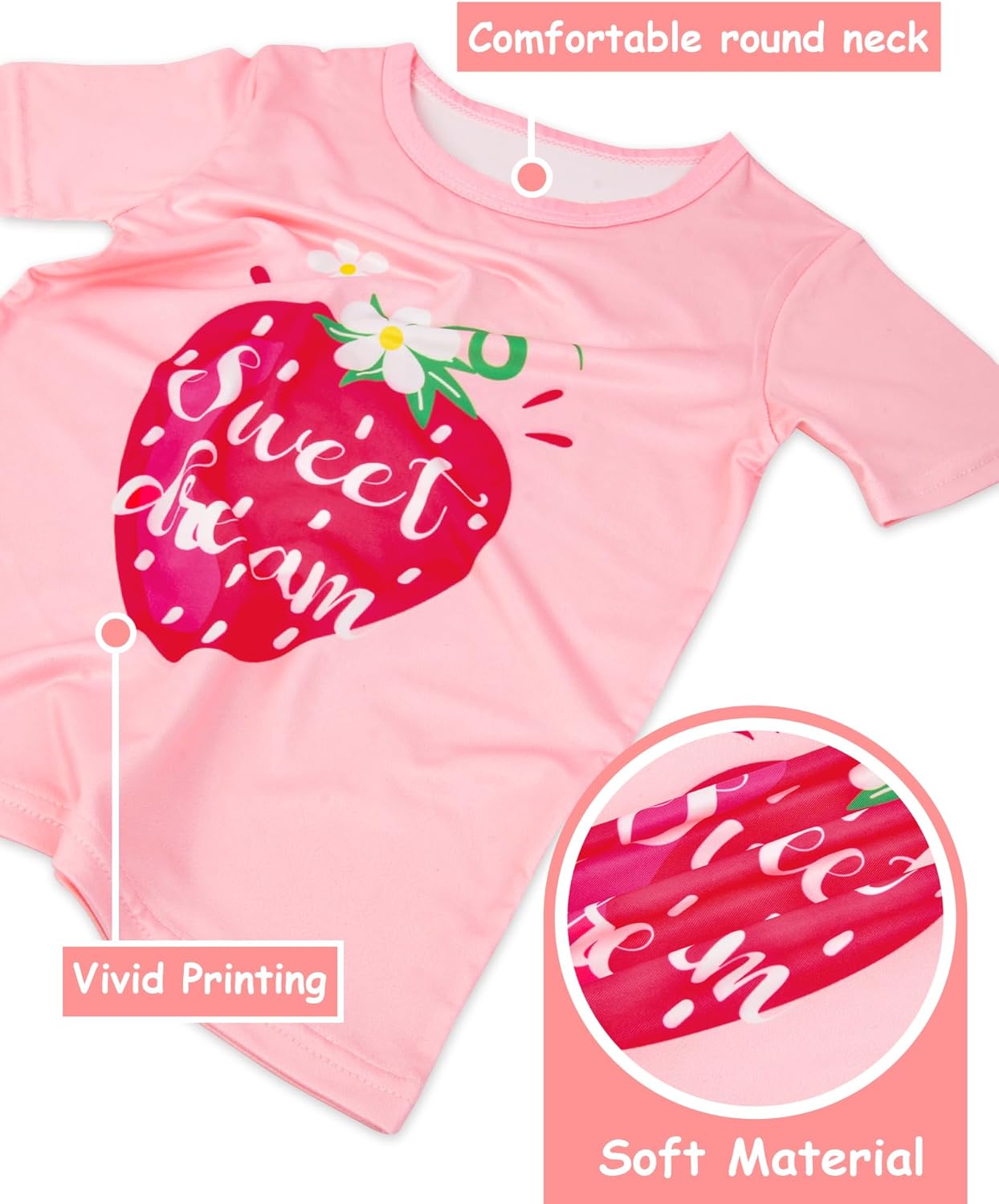 Girls Pajamas Short Sleeve Toddler Summer Pjs Girls' Sleepwear 2 Pieces Lounge Sets Kids Clothes 3T-14Y