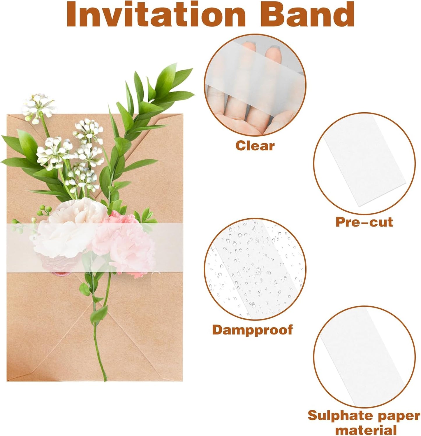 150Pcs Vellum Belly Band for 5x7 Invitations, Clear Invitation Belly Bands Wedding Invitation Accessories, Vellum Paper Belly Bands Liners for Vellum Envelopes Wedding Invitation Card Gift Wraps