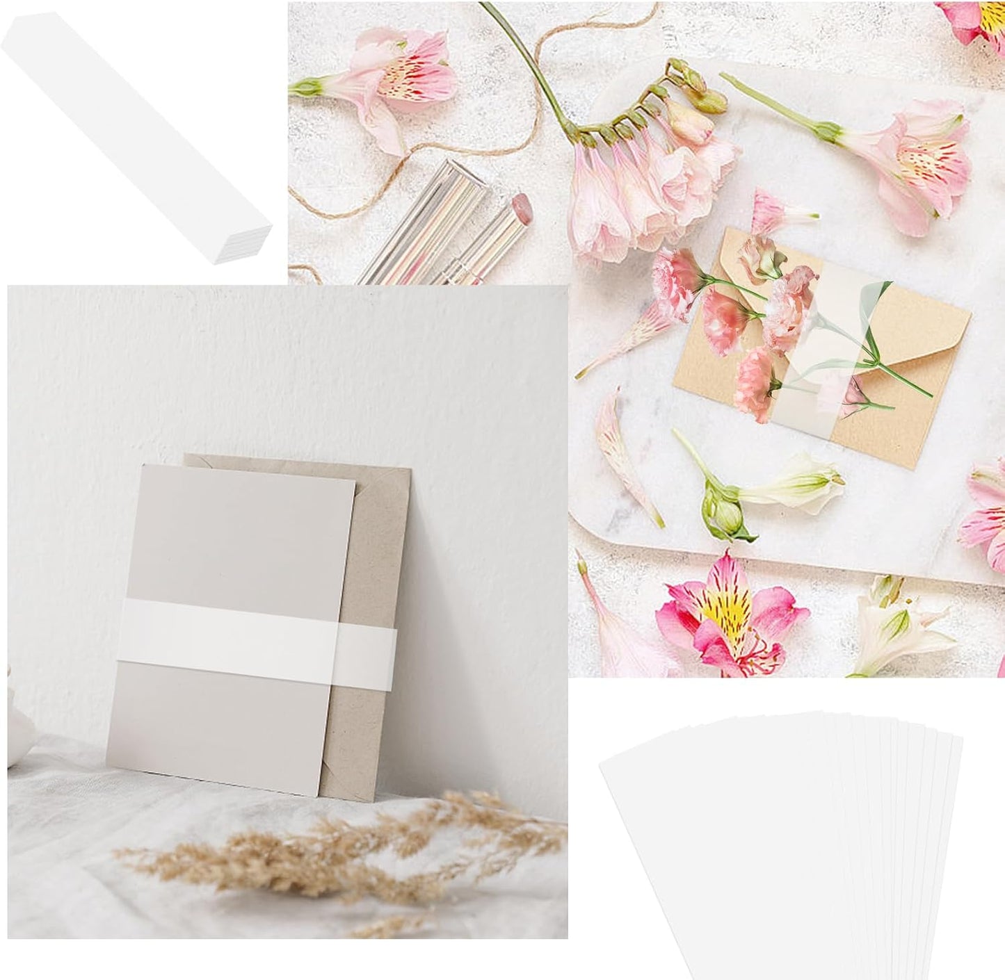 150Pcs Vellum Belly Band for 5x7 Invitations, Clear Invitation Belly Bands Wedding Invitation Accessories, Vellum Paper Belly Bands Liners for Vellum Envelopes Wedding Invitation Card Gift Wraps