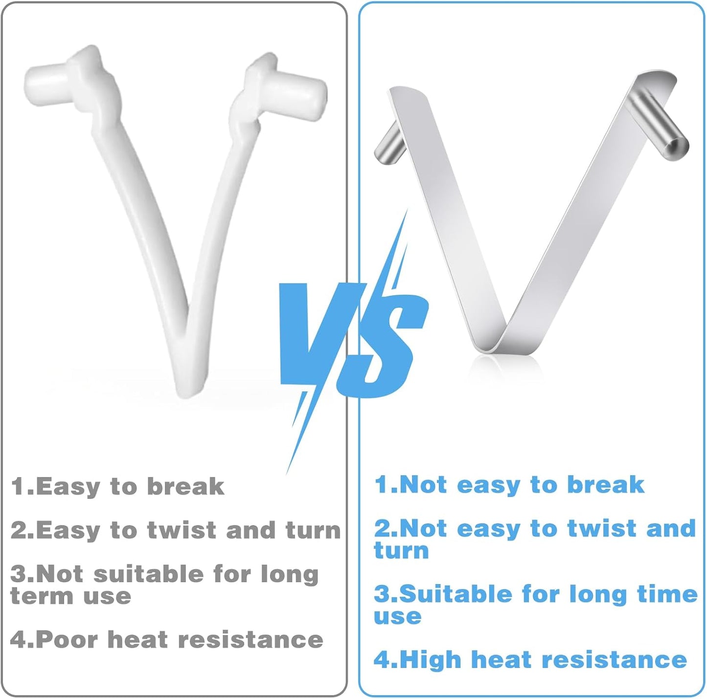 9Pcs Pool Brush Clip V-Shaped Clip, Innovative Pool Hooks for Poles Double Pin Spring Button Clip for Stainless Steel Clips, Applies to Pool Swimming Pools & Accessories Tools Pool Pole Clips