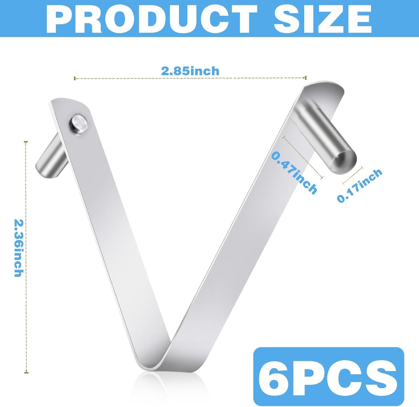 6Pcs Pool Brush Clip V-Shaped Clip, Pool Hooks for Poles Swimming Pools & Accessories Pool Pole Clips, Suitable Double Pin Pool Accessories Tools for Brushes Skimmers Pool Net Stainless Steel Clips