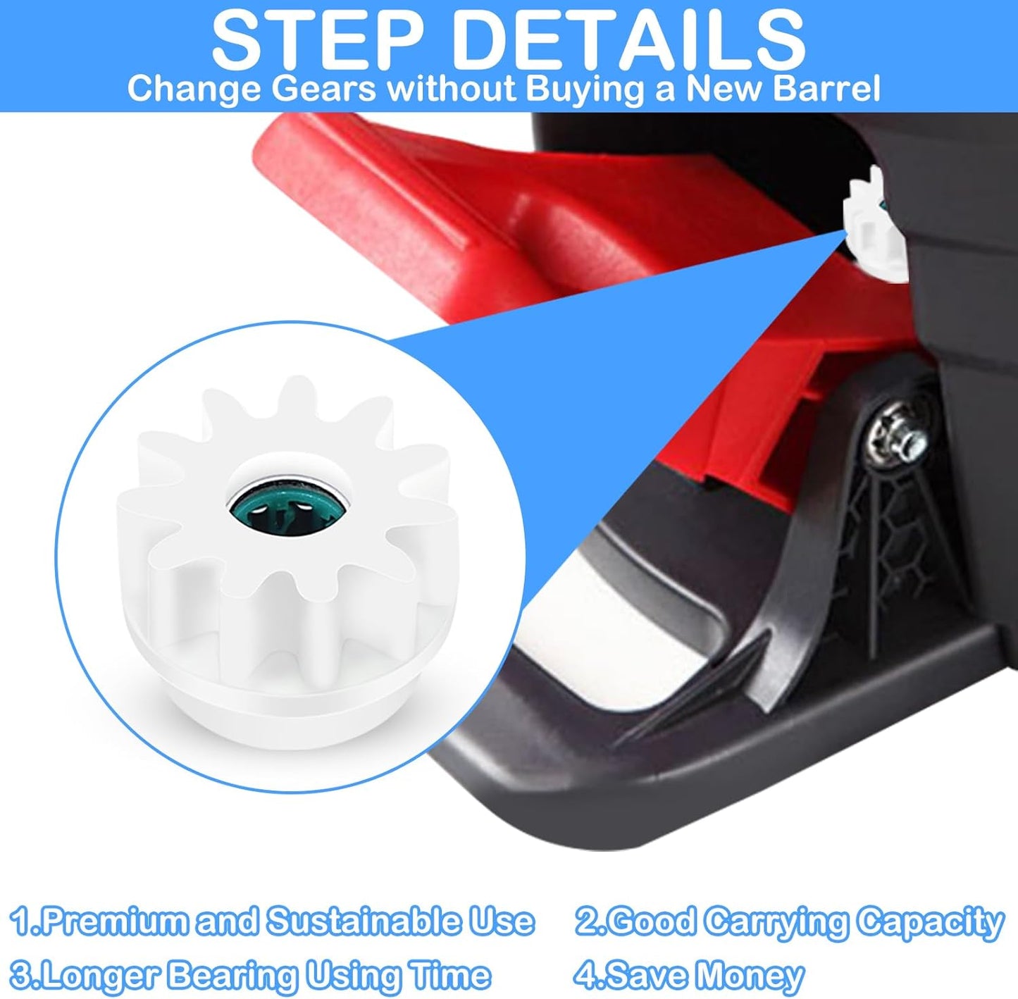 4Pcs Spin Mop Replacement Parts, Spin Mop Bucket Clutch Bearing Gear Sprockets Replacement Compatible with Ocedar, One Way Bearing Sprockets Pedal Repair Replacement for Vileda and More Rotation Mop