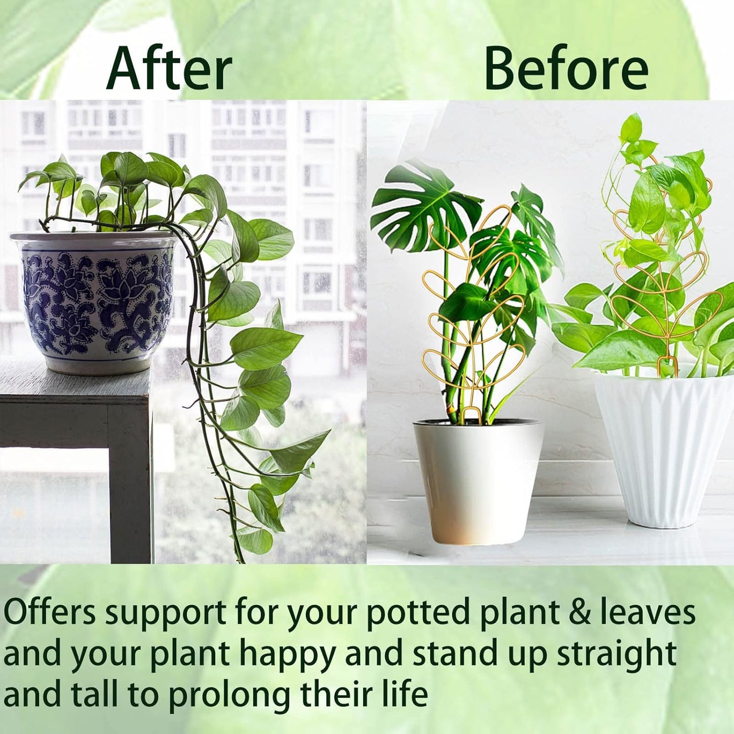 4 Pcs Small Metal Trellis for Potted Plants, Indoor Plants Trellis for Climbing, Mini Plant Trellis Support Stake House Plant Trellis for Garden Potted, Hoya, Pothos, Flower, Monstera (Gold)