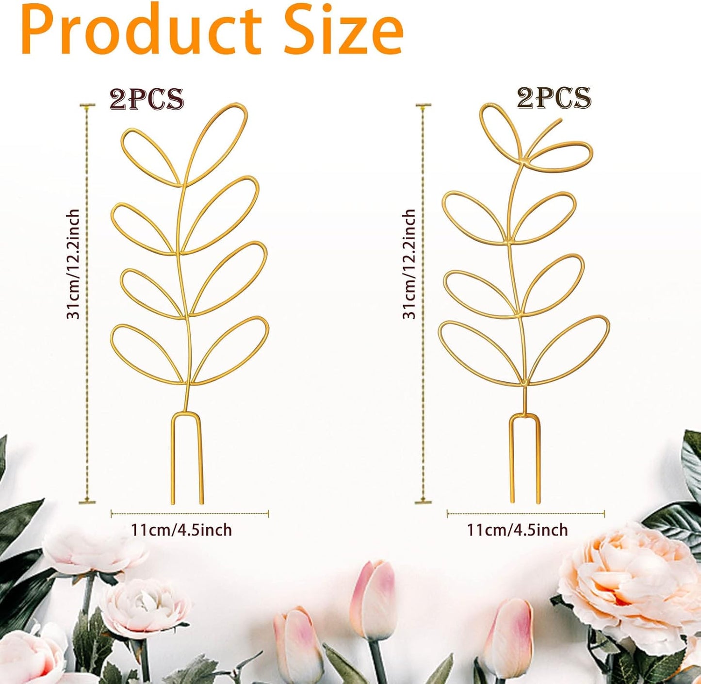 4 Pcs Small Metal Trellis for Potted Plants, Indoor Plants Trellis for Climbing, Mini Plant Trellis Support Stake House Plant Trellis for Garden Potted, Hoya, Pothos, Flower, Monstera (Gold)