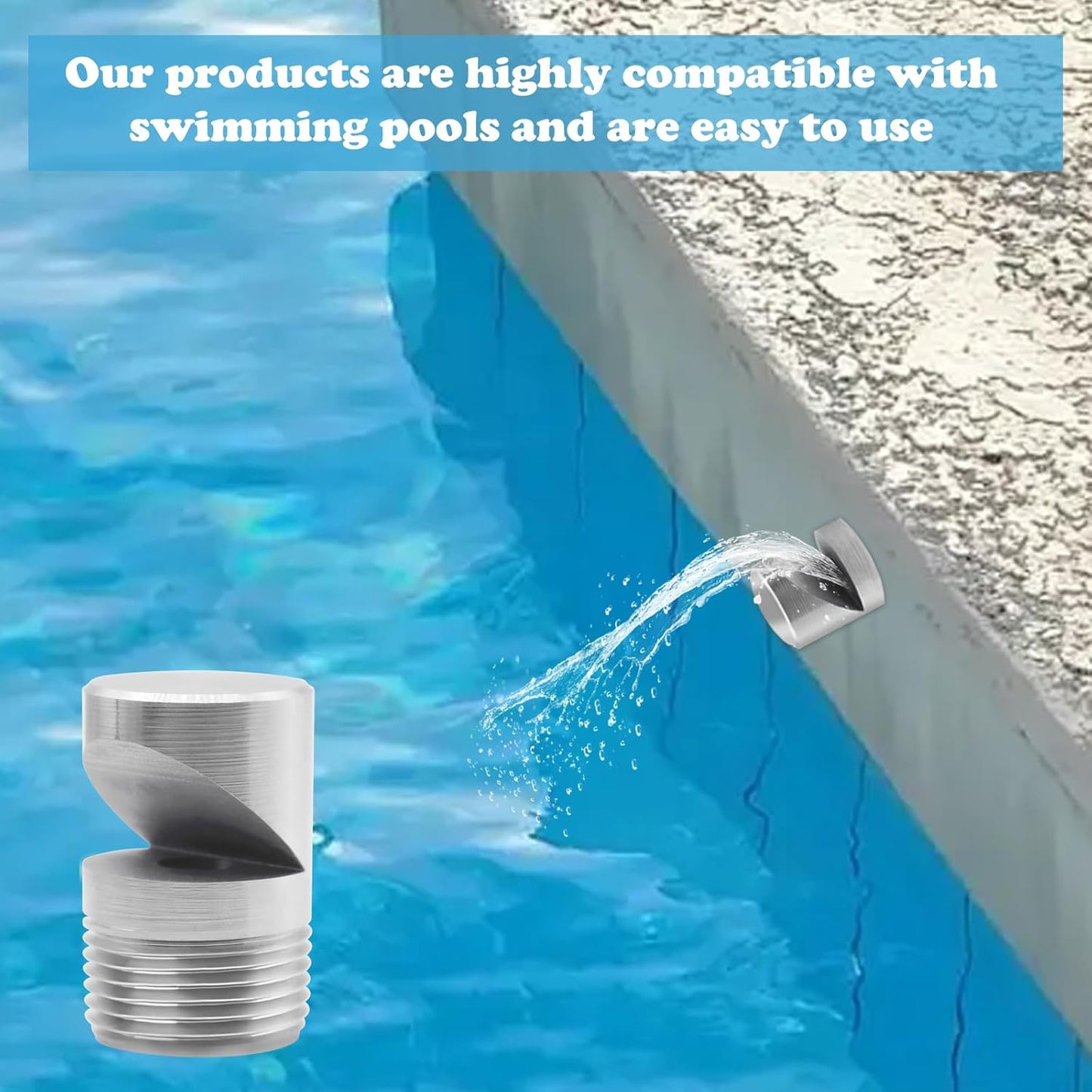 86201500 Stainless Steel Swimming Pool Jet Nozzle,Corrosion Resistance Stainless Steel Pool Accessories Tool, Applicable in Multiple Scenarios