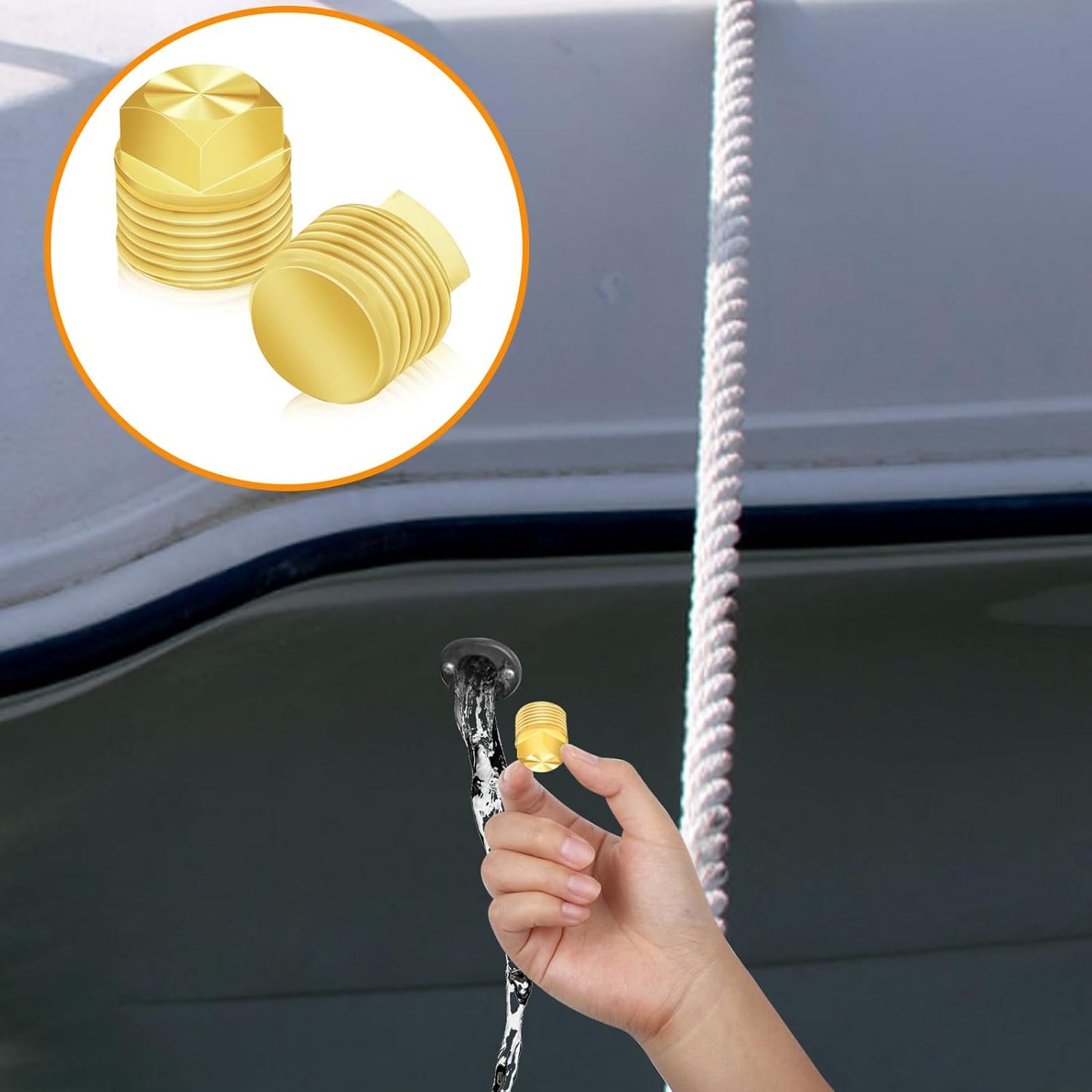 2 Pcs Boat Drain Plug, Solid Brass Boat Plug 1/2 Inch NPT Boat Plugs Hull Spare Garboard Drain Plug Compatible with Glastron Bayliner Sea Ray Four Winns Starcraft Boat Parts, Suitable for Most Hulls