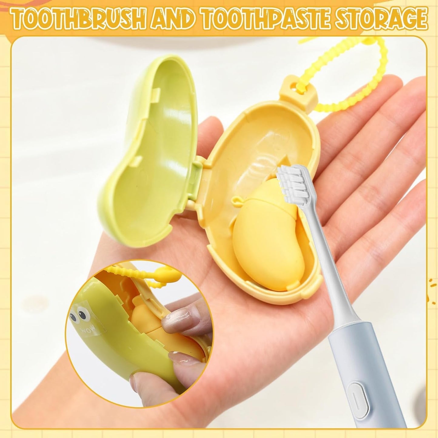 4Pcs Banana Toothbrush Set Includes Yellow Cyan, Portable Banana Toothbrush Holder with Toothpaste Dispenser, Home Goods Suitable for Home Use or Travel
