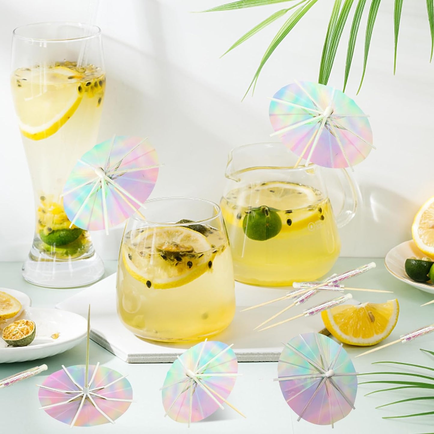 50Pcs Drink Umbrellas Cocktail Picks, Umbrella Drinks Sticks Wood Toothpicks Cocktail Umbrellas for Drinks Cupcake Appetizers, Umbrella Sticks Drink Toppers Party Decoration Supplies(Fluorescent)