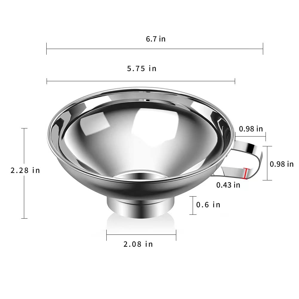Canning Funnel for Kitchen Use, Wide Mouth Food Grade Stainless Steel Funnel for Wide and Regular Mouth Mason Jar, Deal for Filling Bottle, Liquid and Solid
