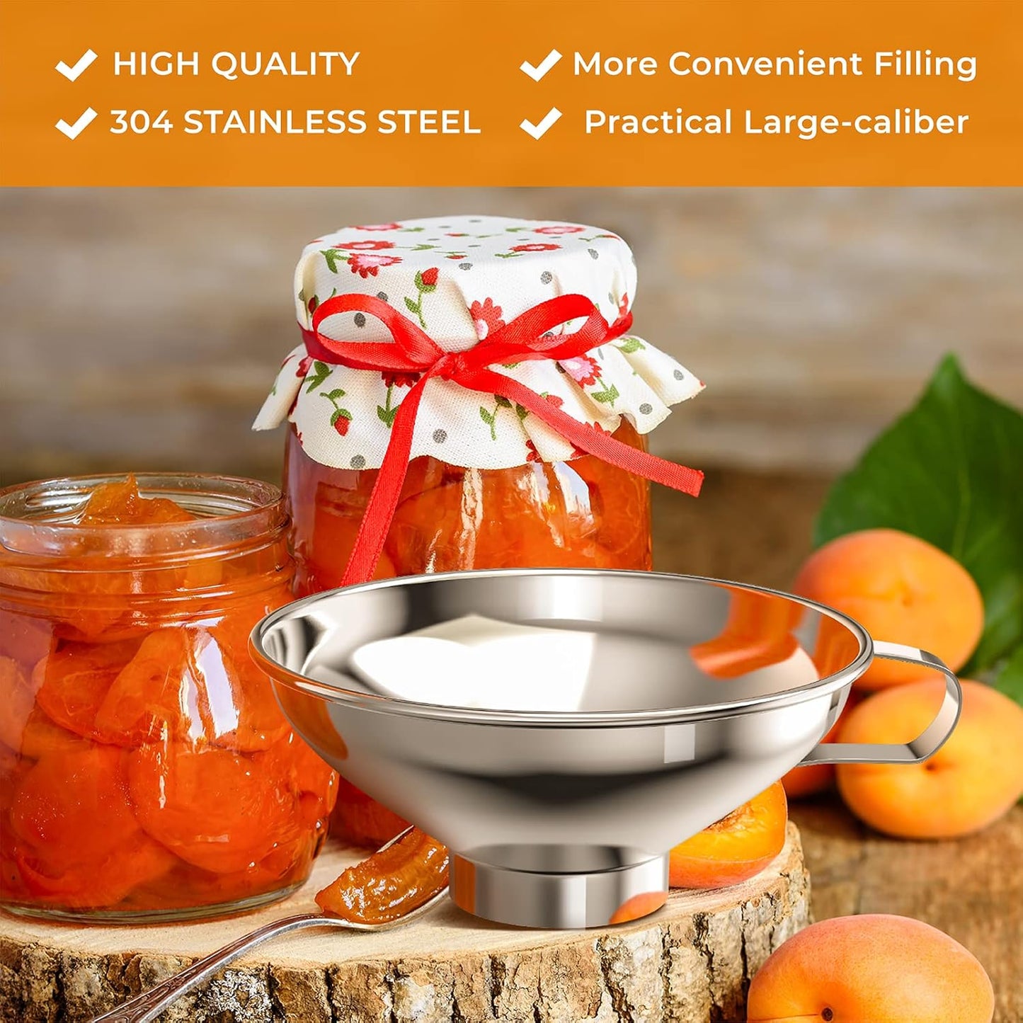 Canning Funnel for Kitchen Use, Wide Mouth Food Grade Stainless Steel Funnel for Wide and Regular Mouth Mason Jar, Deal for Filling Bottle, Liquid and Solid