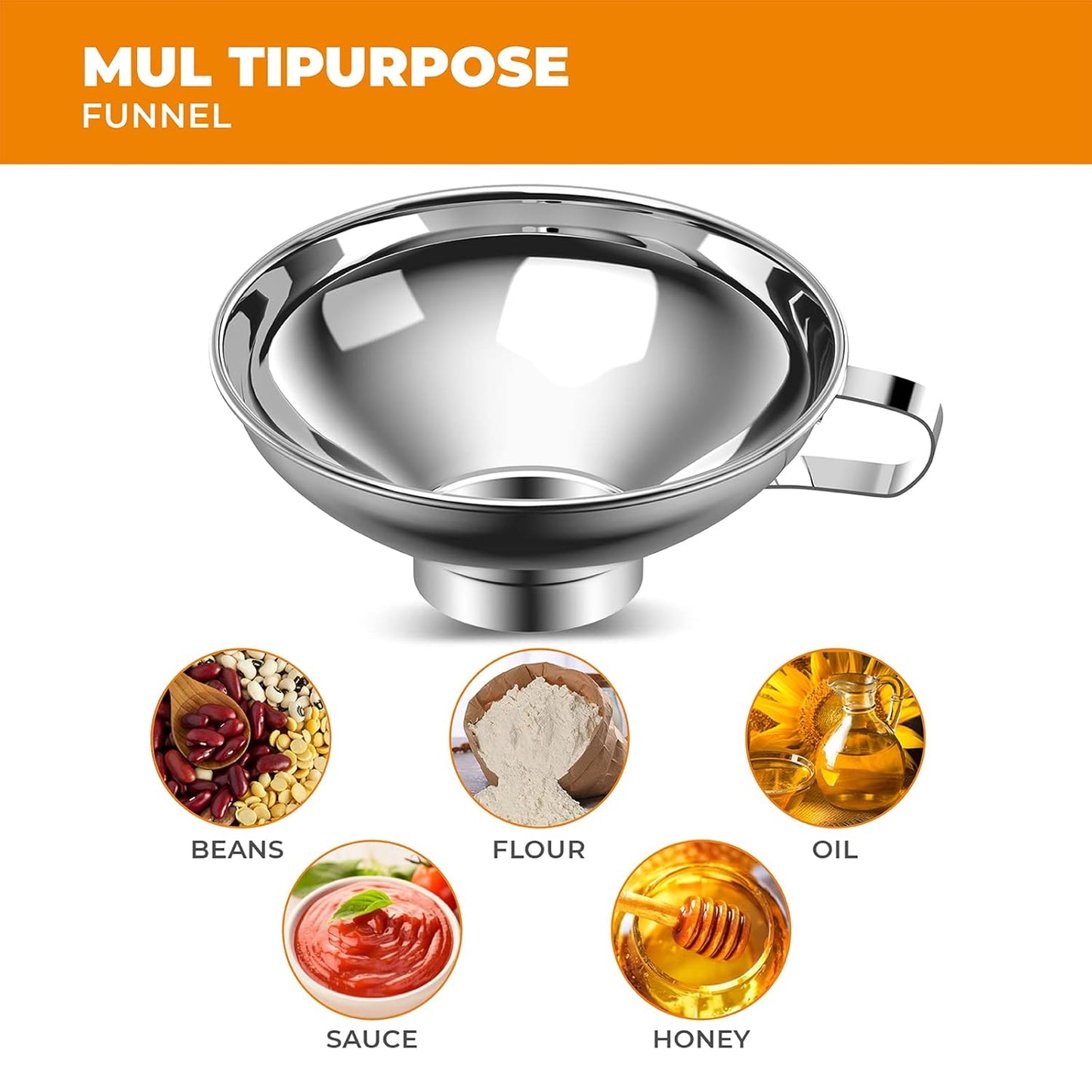 Canning Funnel for Kitchen Use, Wide Mouth Food Grade Stainless Steel Funnel for Wide and Regular Mouth Mason Jar, Deal for Filling Bottle, Liquid and Solid