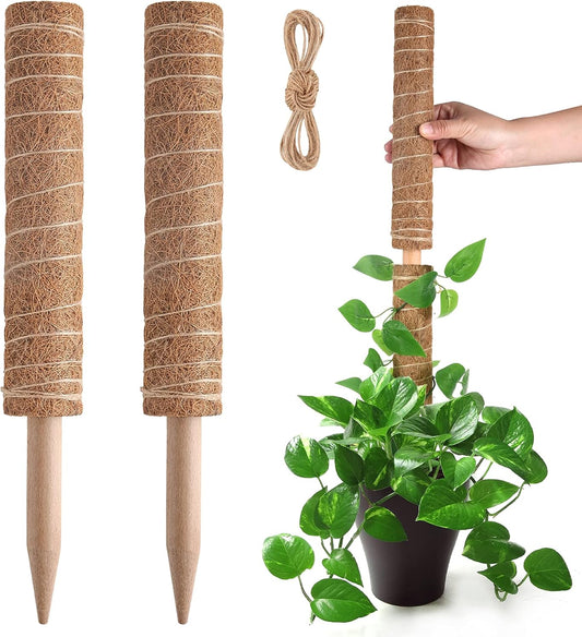 Moss Pole for Plants Monstera, Extendable Plant Sticks Support, Plant Stakes for Indoor Potted Plant, 15.7'' Coco Coir Pole Plant Trellis for Sphagnum, Pothos and Other Climbing Plants(2 PCS)