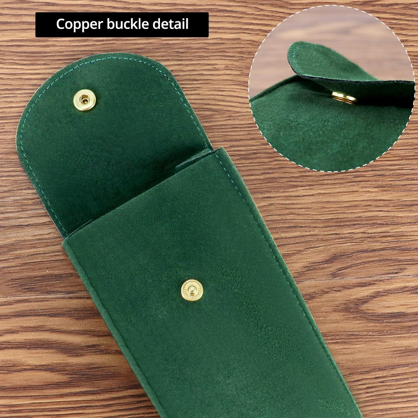 Luxury Velvet Watch Travel Case with Copper Buckle, Green, 13×7cm, Portable Double-Layer Protective Watch Bag for Men, 4 Pcs