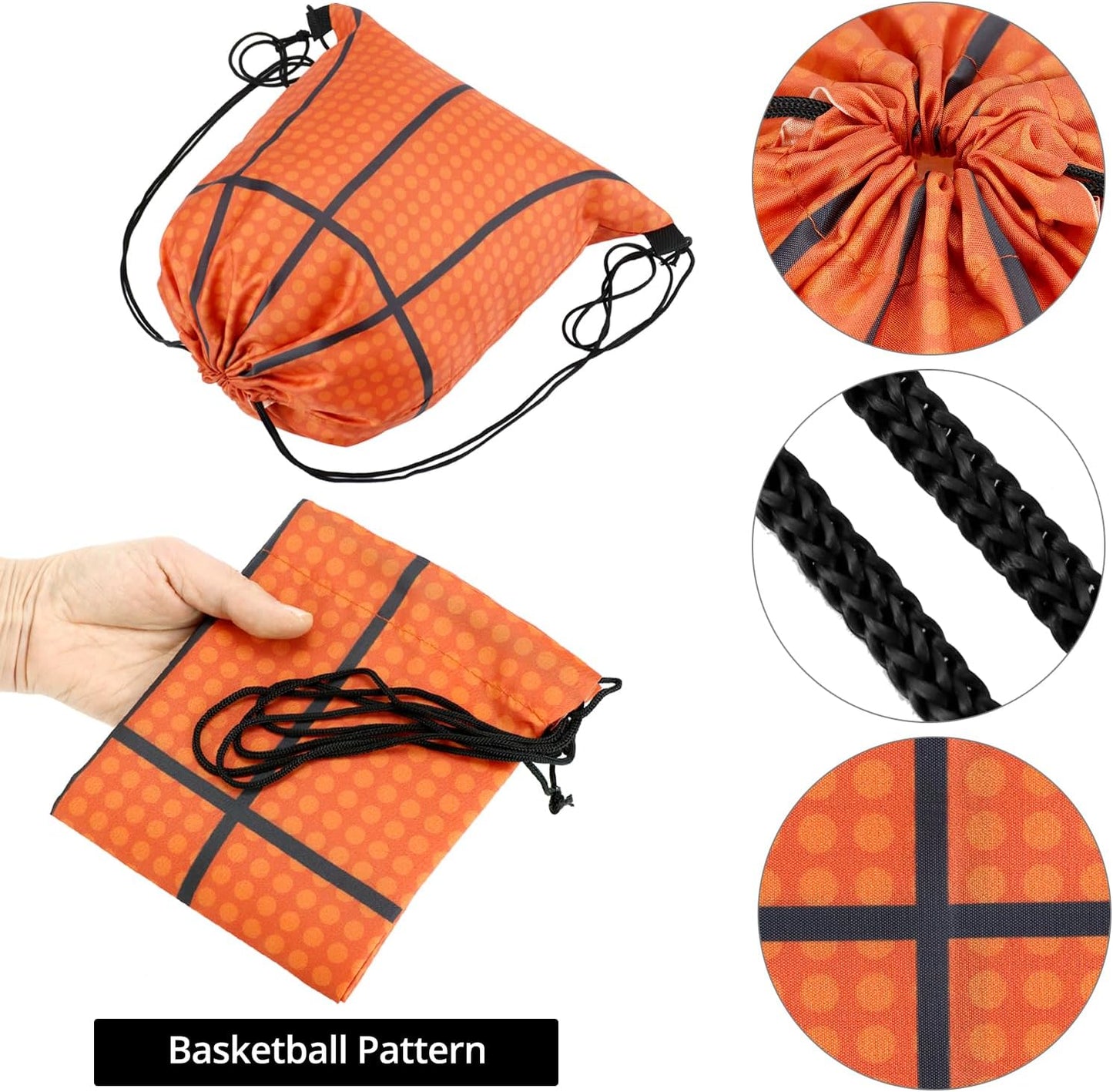 Small Sport Drawstring Bags - 12 Pack Basketball Style Foldable Polyester Backpacks with Adjustable Straps Candy Bag - 10 x 12 Inch