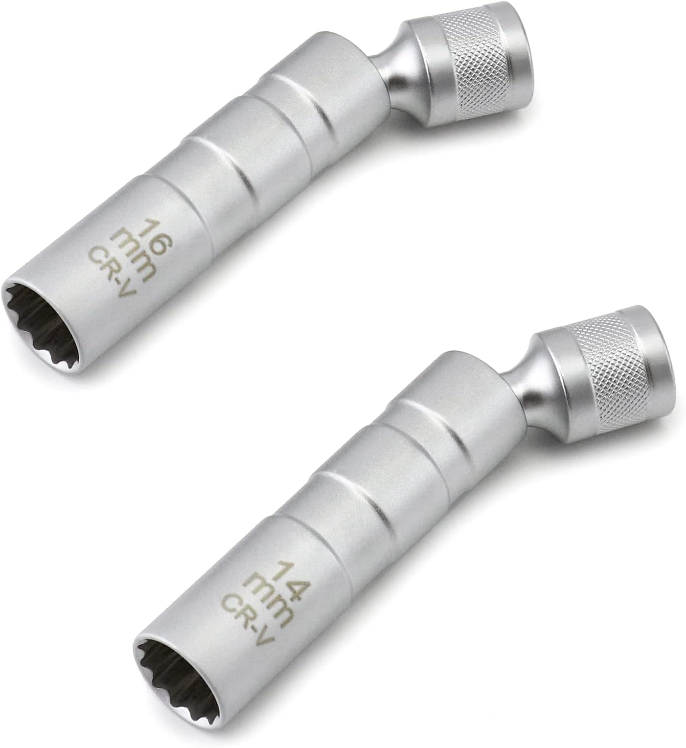 14mm&16mm Magnetic Swivel Spark Plug Socket, Thin Wall Magnetic Rotating 3/8" Drive 12 Point Standard Spark Plug Socket Removal Tool 360-degree Rotation for Maximum Flexibility