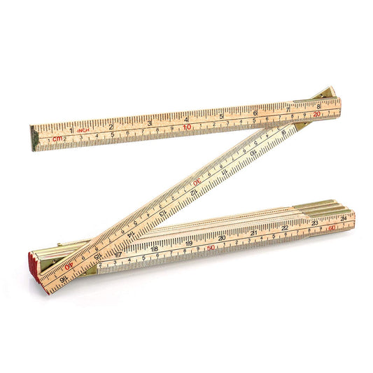 Folding Wood Rule, 6 FT 6 Inch Foldable Ruler with US and Metric Measurements for Carpenters