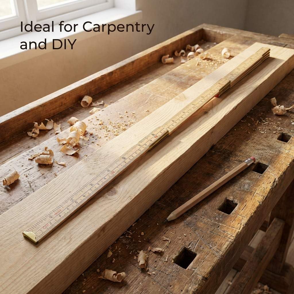Folding Wood Rule, 6 FT 6 Inch Foldable Ruler with US and Metric Measurements for Carpenters