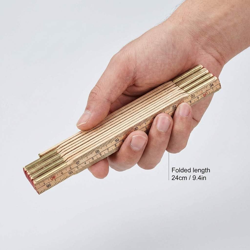 Folding Wood Rule, 6 FT 6 Inch Foldable Ruler with US and Metric Measurements for Carpenters