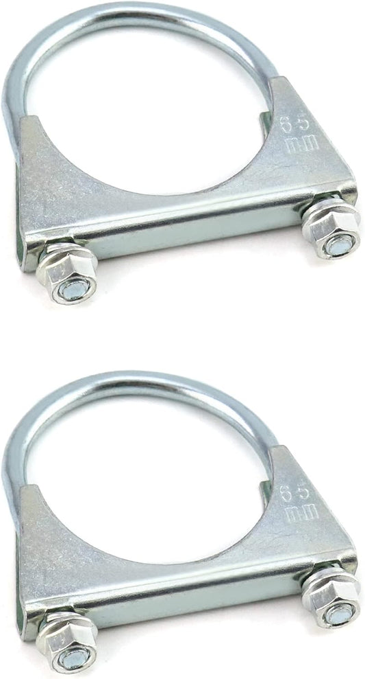 U-Bolt Muffler Tip Exhaust Hook, 2 Pack 2-1/2" OD Carbon Steel Universal Silencer Exhaust Clip