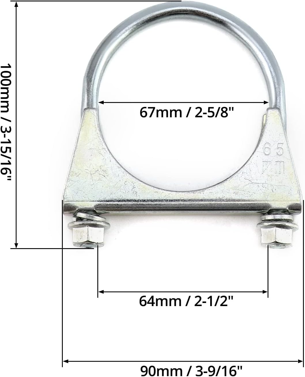 U-Bolt Muffler Tip Exhaust Hook, 2 Pack 2-1/2" OD Carbon Steel Universal Silencer Exhaust Clip