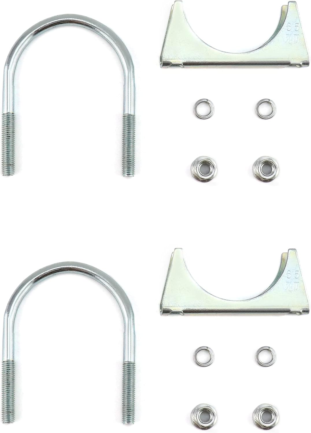 U-Bolt Muffler Tip Exhaust Hook, 2 Pack 2-1/2" OD Carbon Steel Universal Silencer Exhaust Clip