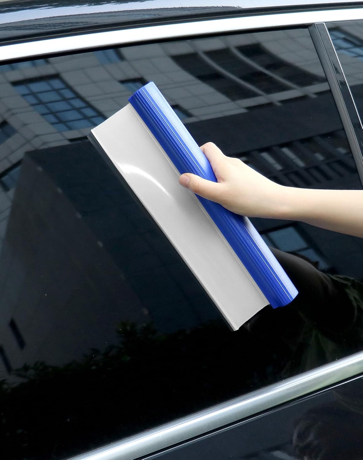 Car Squeegee, 2 Pack 12 inch Flexible Car Water Scraper Tool Silicone Window Squeegee for Car Or Home Use, Washing & Wiping Glass, Mirror & Shower Doors, Blue