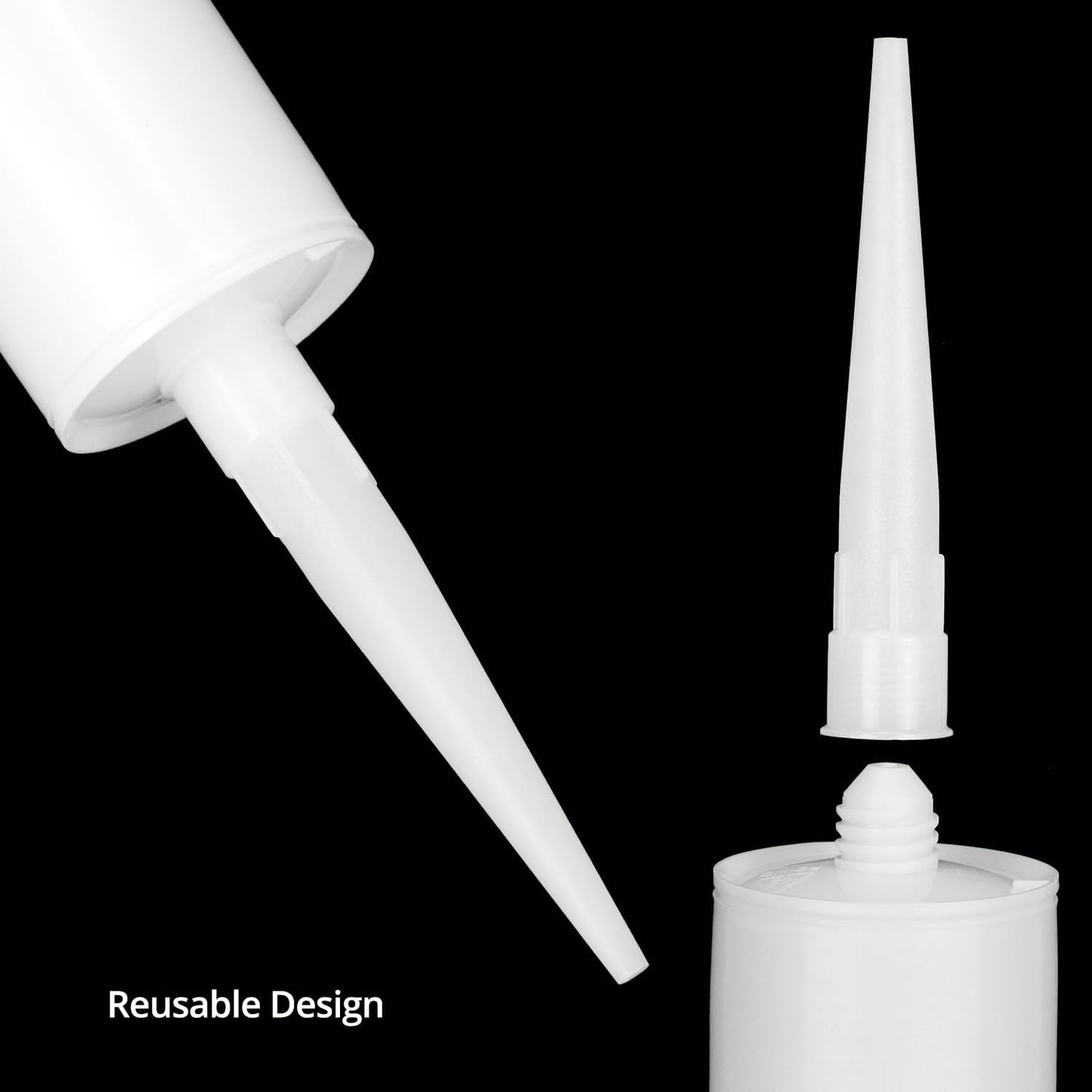 Empty Caulking Sealant Tubes - 11 Oz Capacity Each, 4 Pack Reusable Plastic, for Standard Caulking Guns