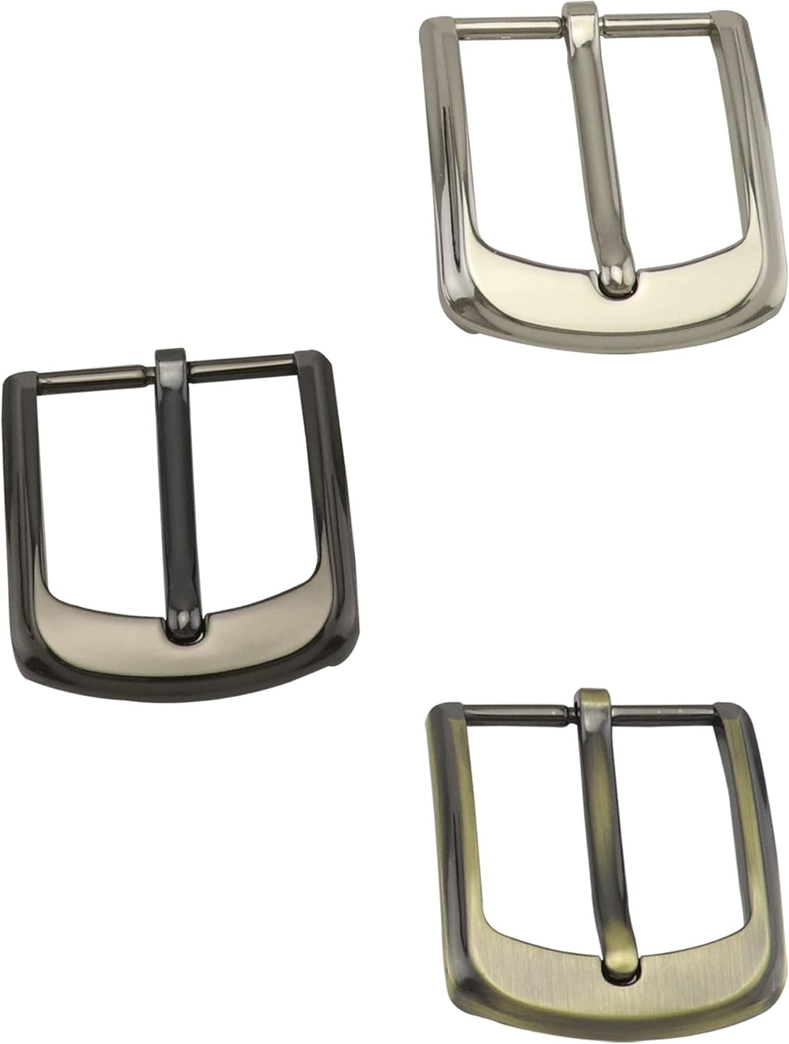 Classic Belt Buckles Set, 3 Pack Metal Belt Buckle 38-40 mm (1.5"-1.6") Single Prong Square Replacement Belt Buckle for Men Women Belt (Silver, Bronze, Gray)