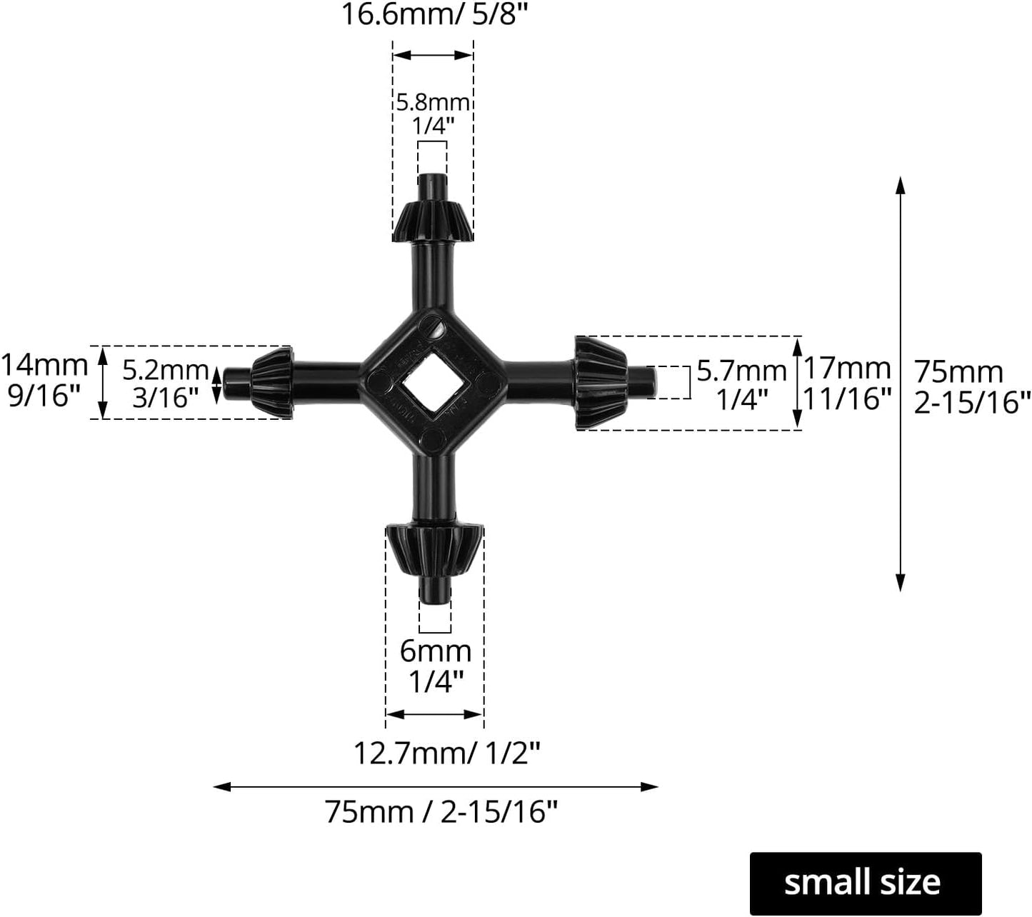 2pcs 4-in-1 Drill Chuck Key Set, Hand Drilling Chuck Wrench for Electric Drills, Size 3/8, 1/2, 3/4, 1 Inch, (L+S),
