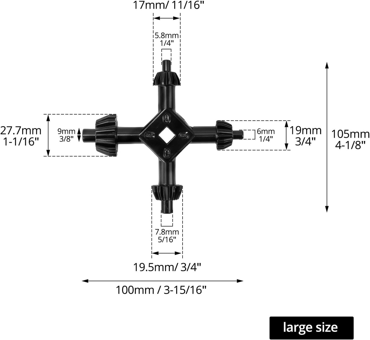 2pcs 4-in-1 Drill Chuck Key Set, Hand Drilling Chuck Wrench for Electric Drills, Size 3/8, 1/2, 3/4, 1 Inch, (L+S),