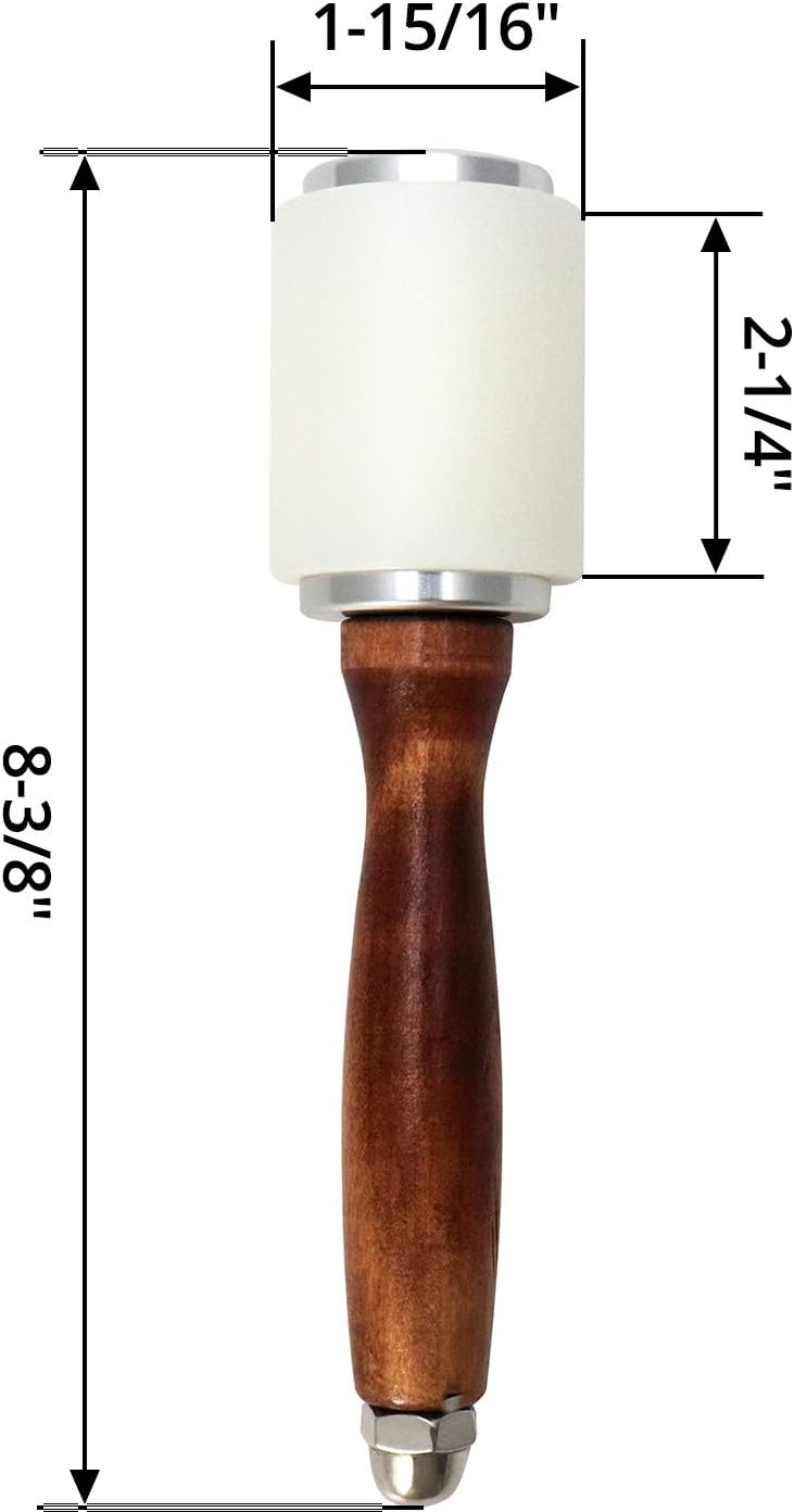 8inch Leather Carving Hammer, DIY Leathercraft Mallet with Nylon Straight Head Wood Handle, Sew Leather Cowhide Tool Kit
