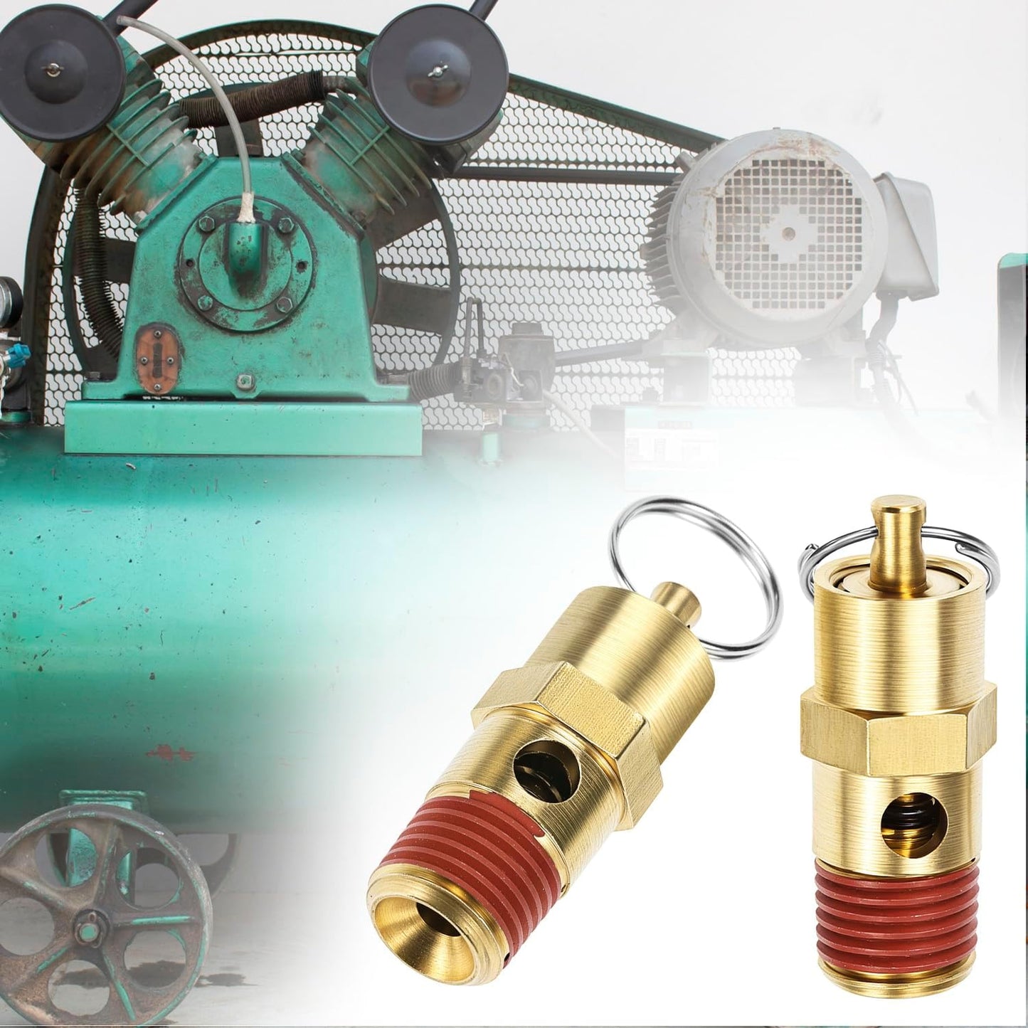 Brass Pressure Relief Valve (2 Pack) - 1/4 Inch NPT Threaded, 150 PSI Rating, Air Compressor Check Valve with Seal Thread Locks
