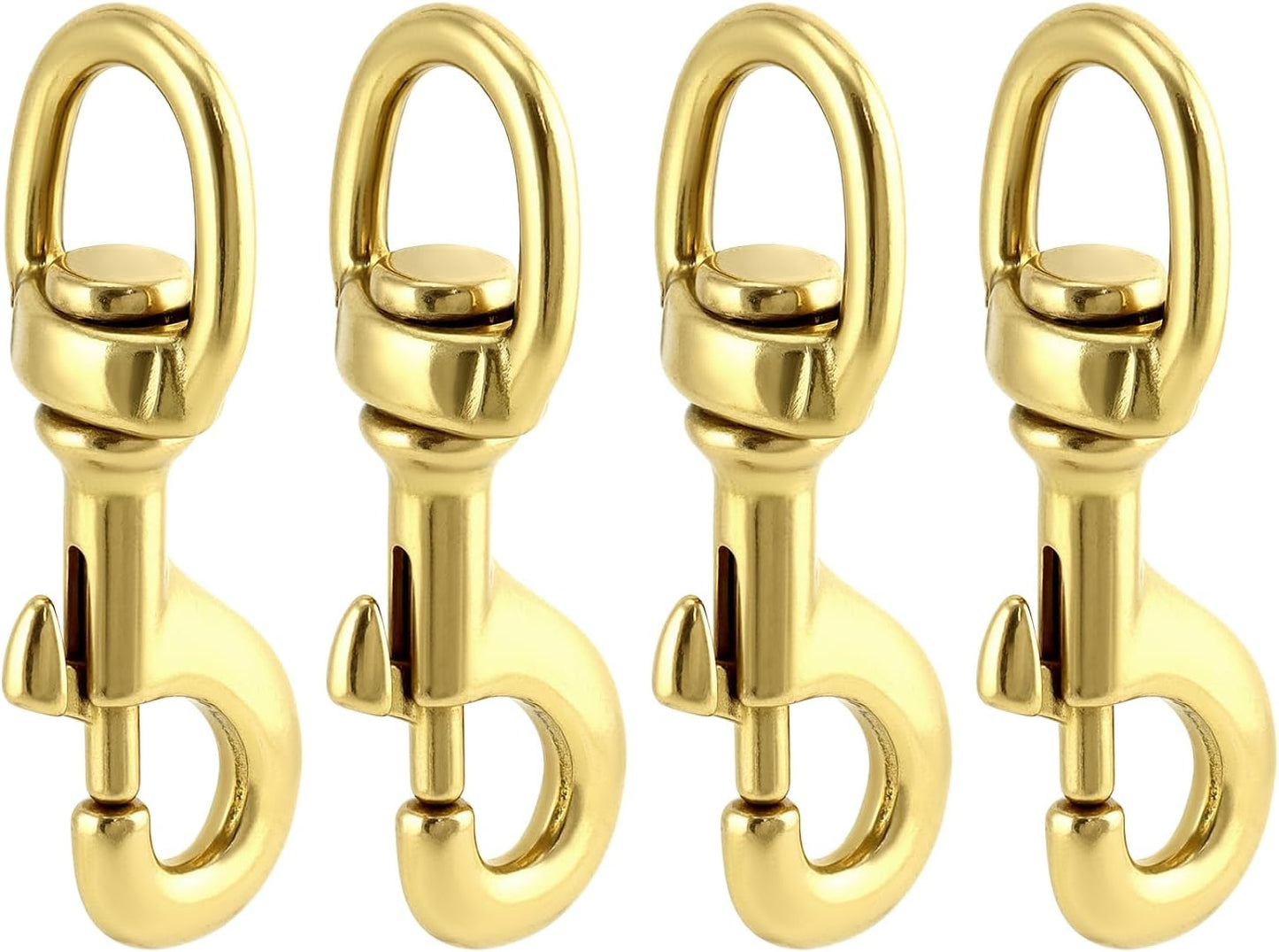 Flag Clip Swivel Spring Hook, 4 Pack Flag Pole Clips, Heavy Duty Brass Swivel Snap Hooks with Swivel Eyelet, for Diving, Dog Leash, Ropes, Flag Pole, Leather Crafts, Pet Collar