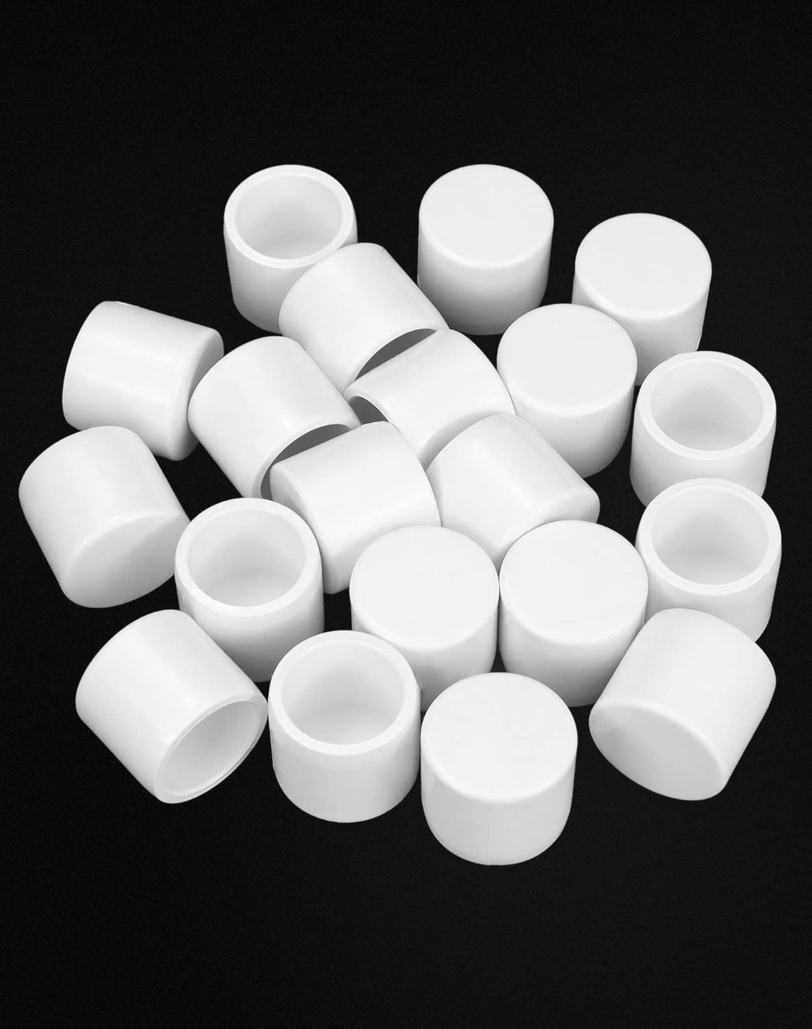 PVC Pipe End Cap Fitting, 20 Pack 1/2" Furniture Grade SCH40 Pipe Plug Socket Fitting, External End Cap, White