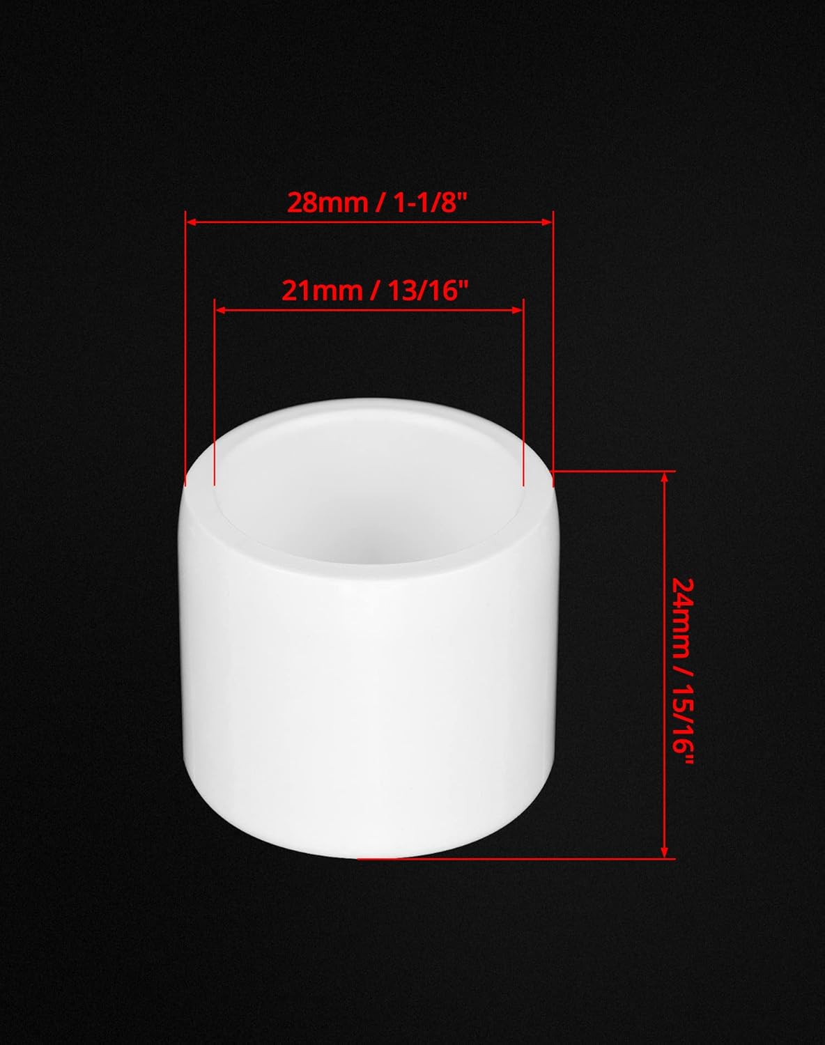 PVC Pipe End Cap Fitting, 20 Pack 1/2" Furniture Grade SCH40 Pipe Plug Socket Fitting, External End Cap, White
