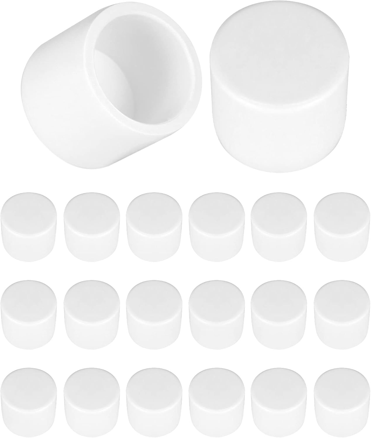 PVC Pipe End Cap Fitting, 20 Pack 1/2" Furniture Grade SCH40 Pipe Plug Socket Fitting, External End Cap, White