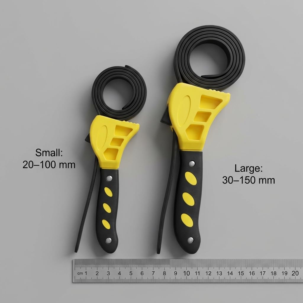 Adjustable Rubber Strap Wrench Set 24" & 19.7" – Multi-Purpose Grip Tool for Jar, Filter & Pipe Tasks