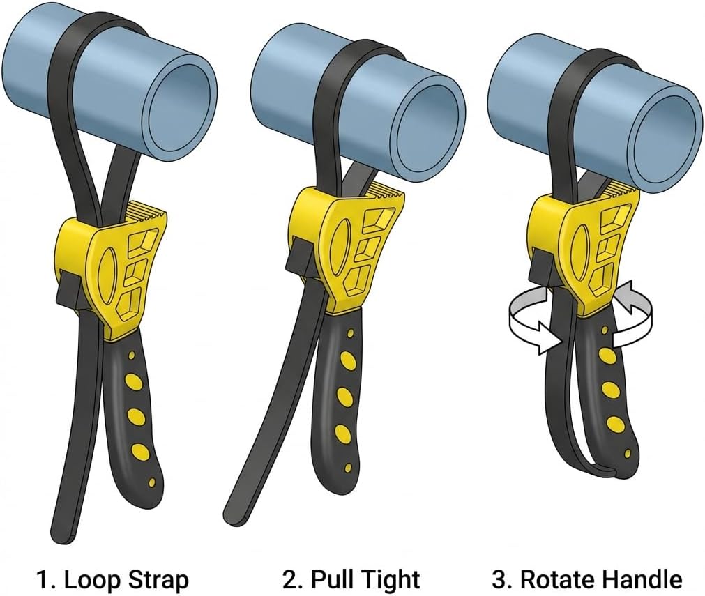 Adjustable Rubber Strap Wrench Set 24" & 19.7" – Multi-Purpose Grip Tool for Jar, Filter & Pipe Tasks