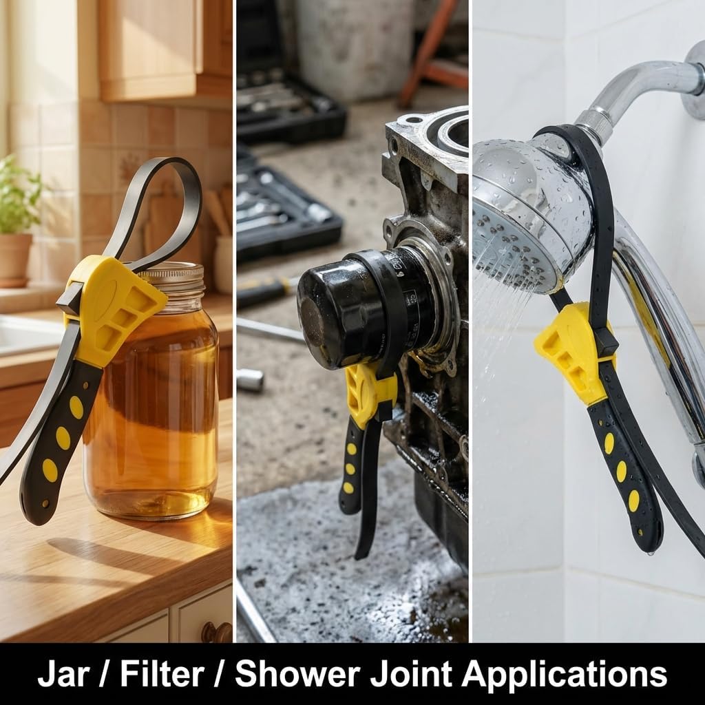 Adjustable Rubber Strap Wrench Set 24" & 19.7" – Multi-Purpose Grip Tool for Jar, Filter & Pipe Tasks
