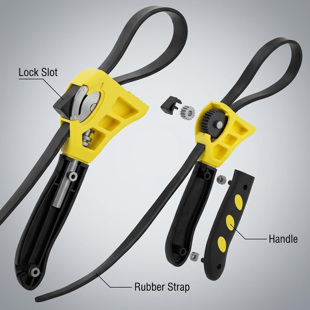 Adjustable Rubber Strap Wrench Set 24" & 19.7" – Multi-Purpose Grip Tool for Jar, Filter & Pipe Tasks