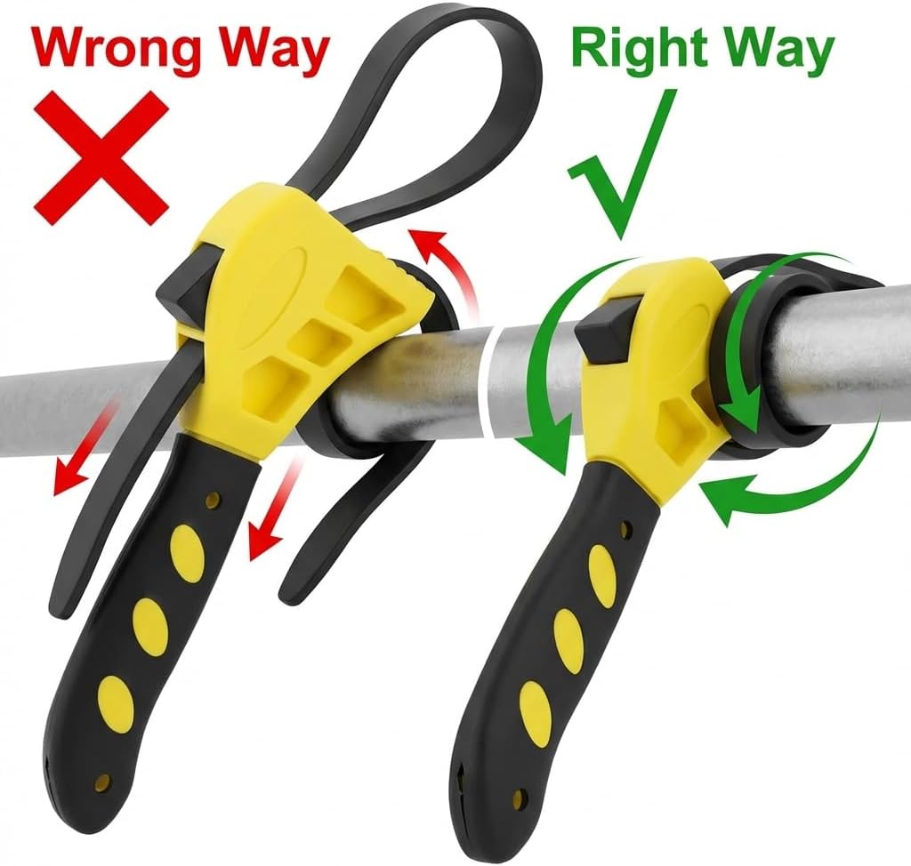 Adjustable Rubber Strap Wrench Set 24" & 19.7" – Multi-Purpose Grip Tool for Jar, Filter & Pipe Tasks