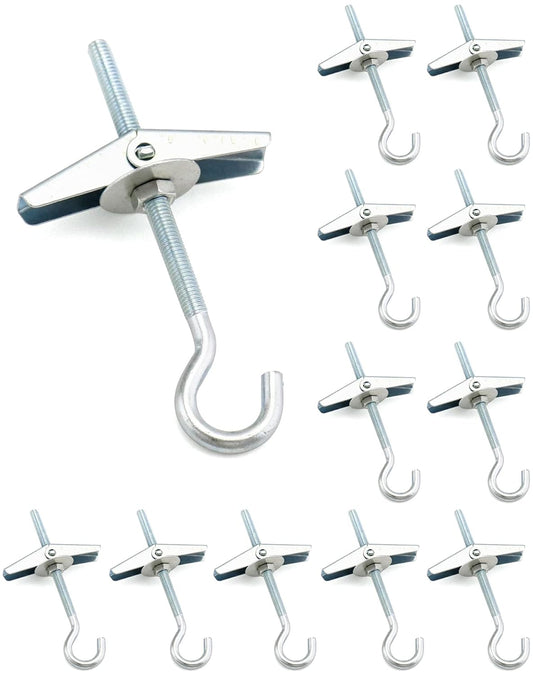 Ceiling Hooks, 12 Packs 3-9/16" Spring Toggle Wing Bolts Wall Fixing Heavy Duty Pothook for Hanging Plants, Swag Hooks Plant Hooks Toggle Hooks