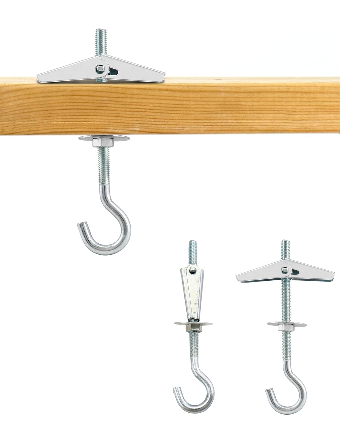 Ceiling Hooks, 12 Packs 3-9/16" Spring Toggle Wing Bolts Wall Fixing Heavy Duty Pothook for Hanging Plants, Swag Hooks Plant Hooks Toggle Hooks