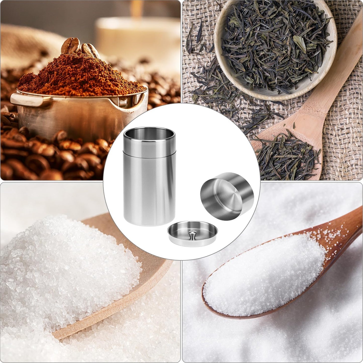 304 Stainless Steel Airtight Storage Container, Multifunctional 550ml, Ideal for Coffee, Tea, Sugar, Flour