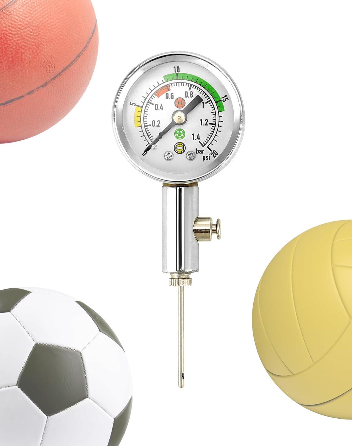 Ball Pressure Gauge, Professional Accurate Air Pressure Measurement for Various Sports Balls