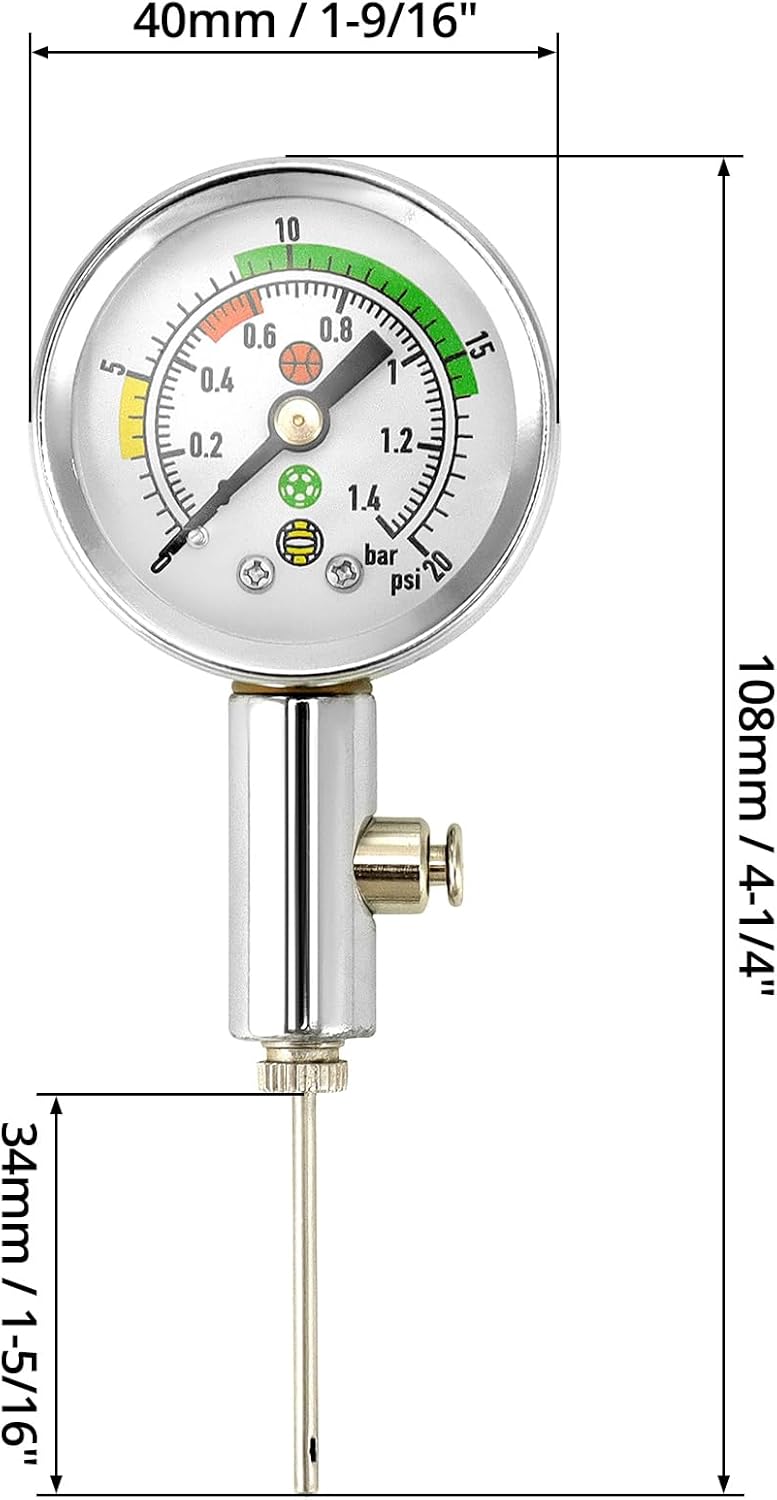 Ball Pressure Gauge, Professional Accurate Air Pressure Measurement for Various Sports Balls