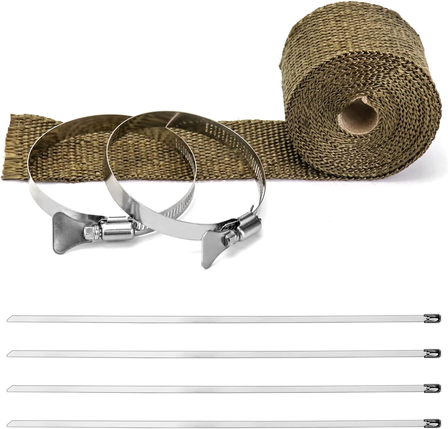 Fireproof Pipe Wrap, Pipe Insulation Webbing Anti-Scald Chimney Ribbon Furnace Flue Protector with 2 Clips