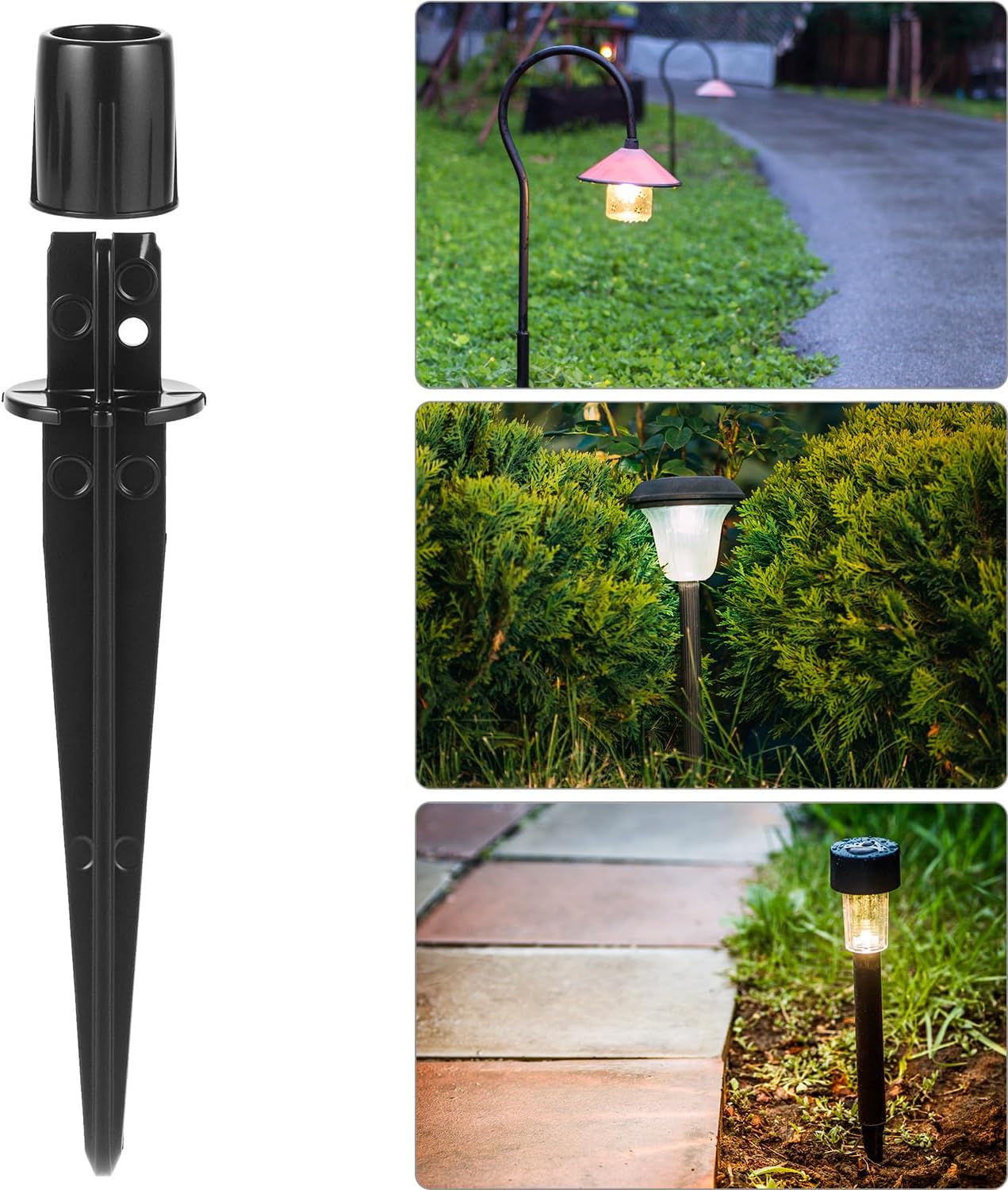 Metal Stakes Solar Lights Replacement Spike, 8 Pack Reinforced Ground Stakes, Replacement Nails for Garden Lights Landscape Pathway Patio Lamps Pole, 0.78x5.36 inches Outdoor Ground Stake